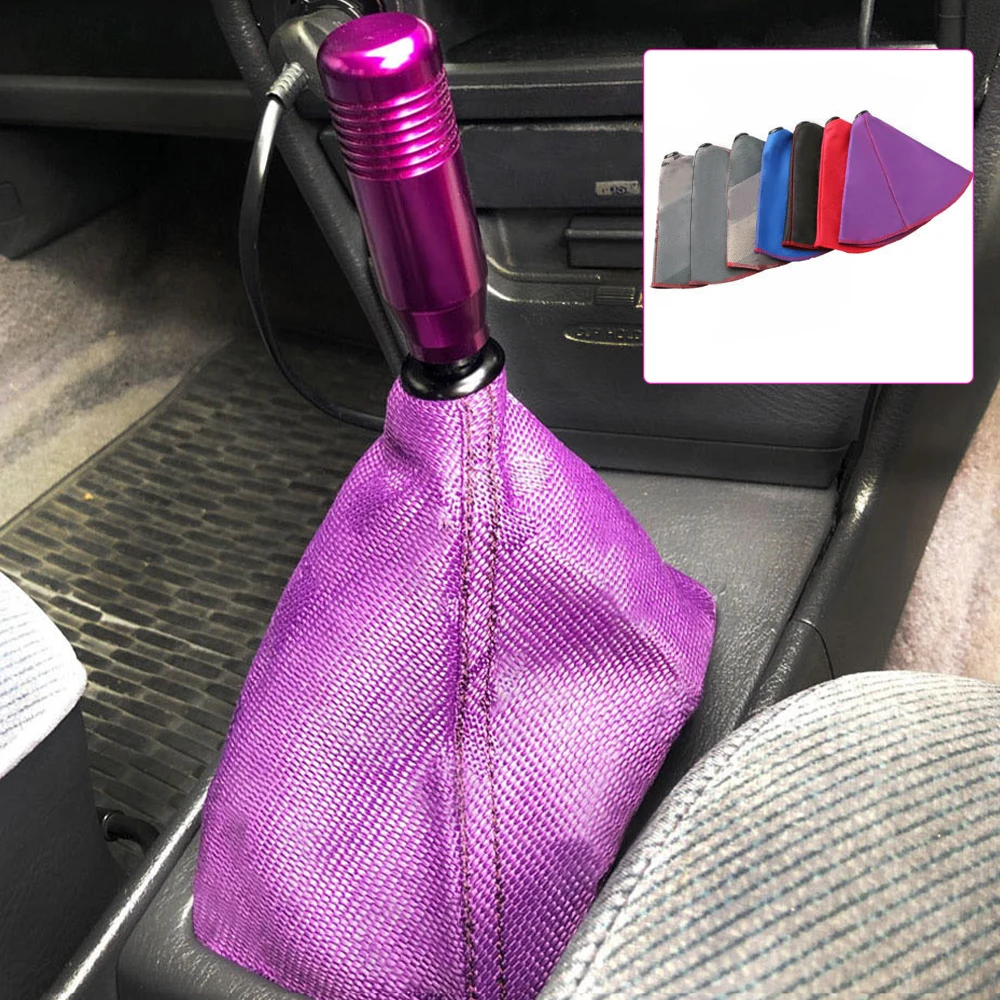 Universal Racing Shift Boot Cover RECARO Hyper Fabric With Red Stitching Bride Style Car Manual Auto Interior Modified Parts