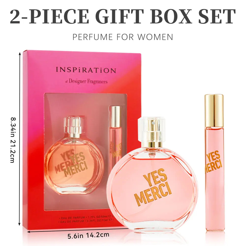 Eau de Parfum Spray Coffret Set Gift for Women YES MERCI 1.7 Oz and 0.34 oz EDP Set Women\'s Fragrance Sets Long Lasting
