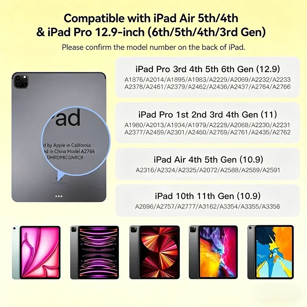 Magnetic Bluetooth Backlit Keyboard Case With iPad Pencil For iPad 10th 11th A16 Air 4 5 6 Pro 11 13 M4 12.9 3rd 4th 5th Cover