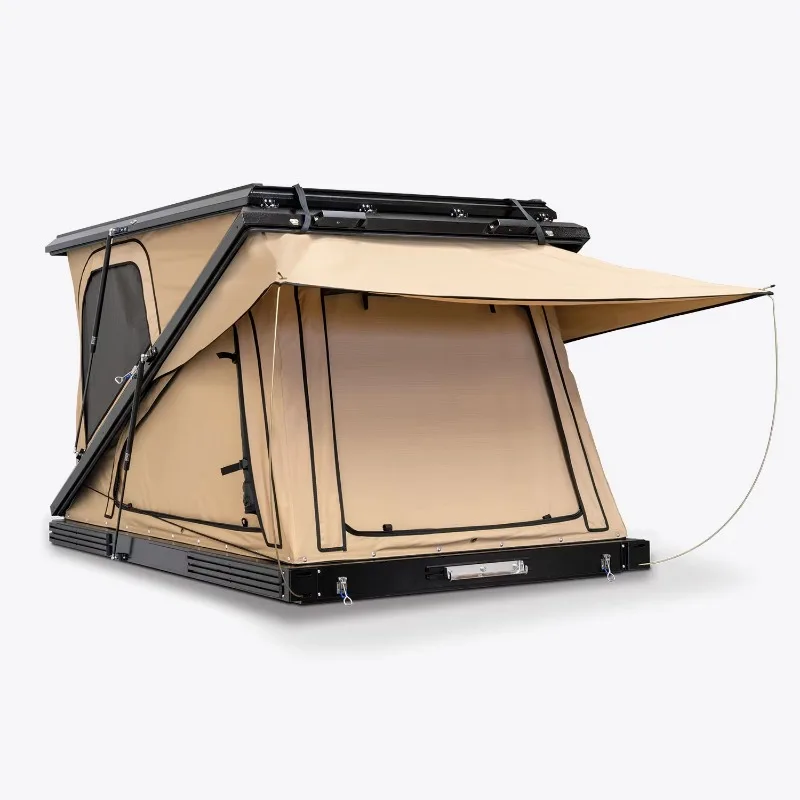 Aluminum Hard Shell Black Waterproof Oxford Fabric Roof Top Tent High Space Camping Car Rooftop Tent