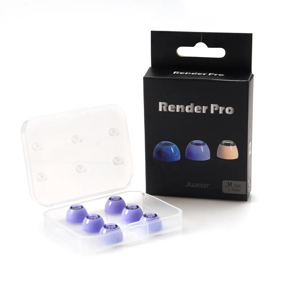 JUZEAR Render Pro – wkładki do słuchawek, trójwarstwowe, hybrydowe, wykonane z płynnego silikonu i pianki z pamięcią kształtu, przeznaczone do słuchawek dousznych (IEM), pasują do końcówek o średnicy 4,6–5,5 mm. — zdjęcie produktu 4