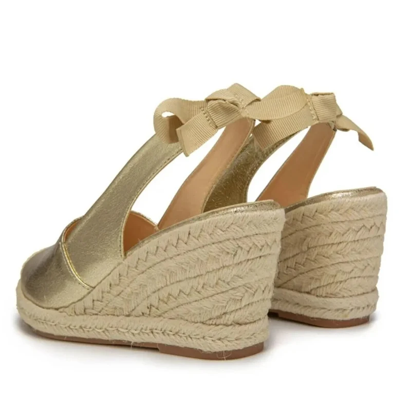 Wedges Sandals For Women Closed Toe Bandage Espadrille Stylish Shoes