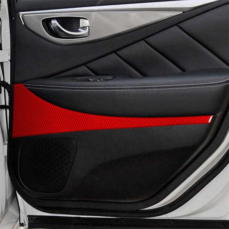 For Infiniti Q50 2014-2020 Carbon Fiber Car Accessories Rear Door Panel Decorative Modified Interior Trim Cover Soft Sticker