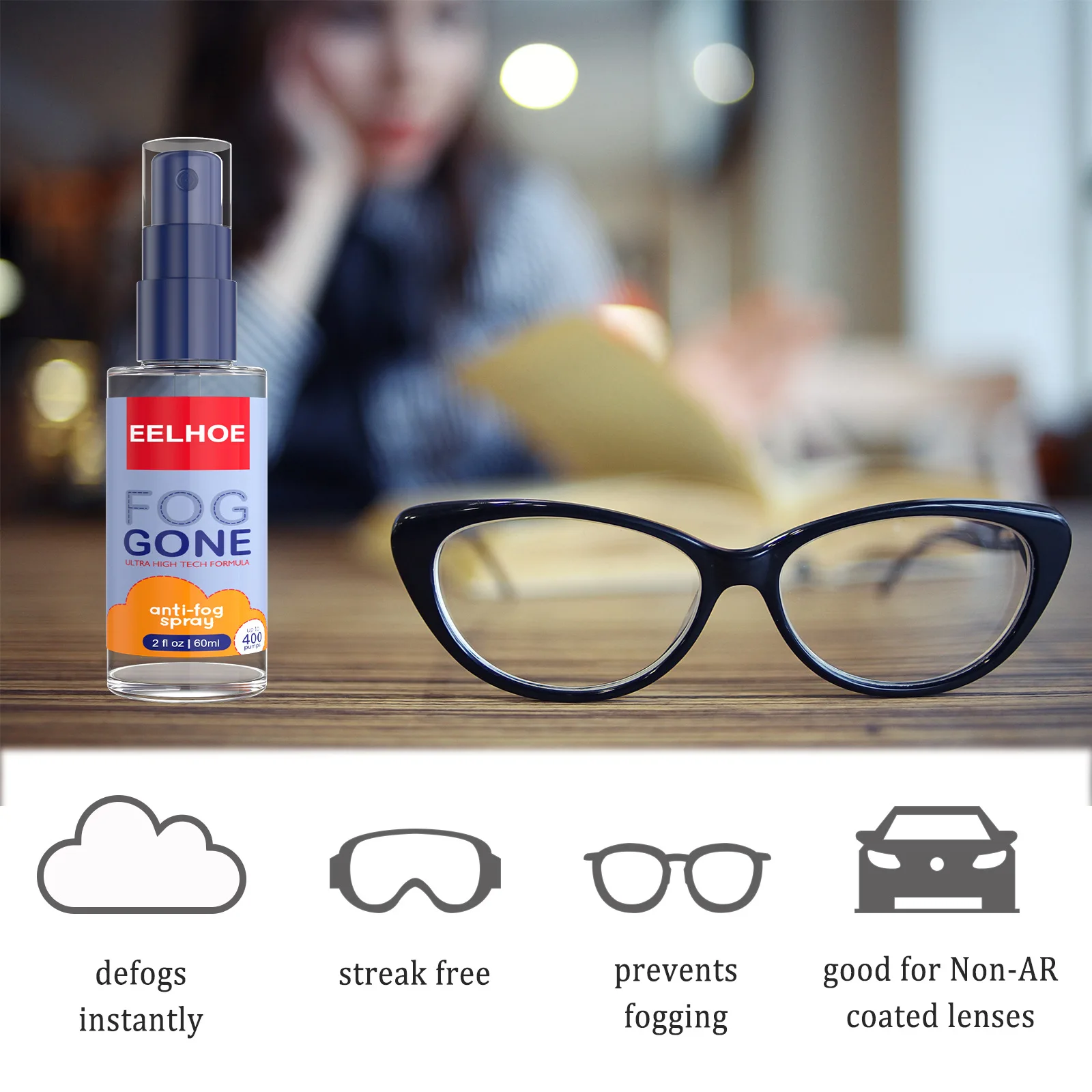 60ml Glass Anti Fog Spray Agent Car Window Rearview Mirro Nano Coating Anti-fogging Demister Glasses Lens Anti-fogging Agent