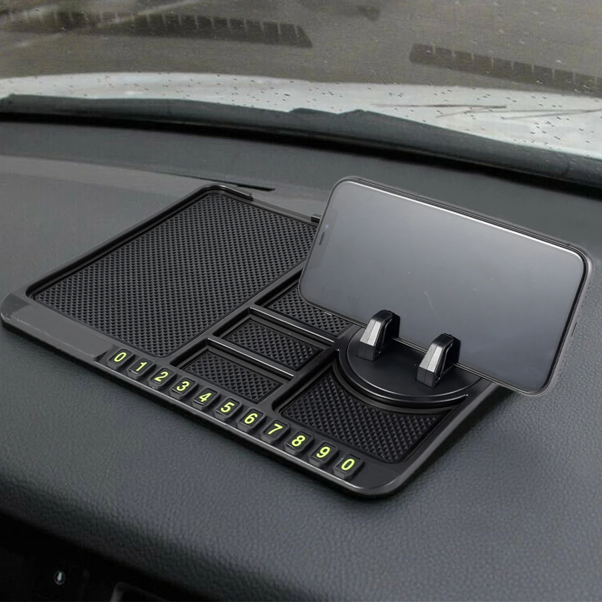 2/1PC Universal Car Dashboard Storage Box Silicone Anti-slip Center Consoles Organizer Tray Car Interior Accessories with Number