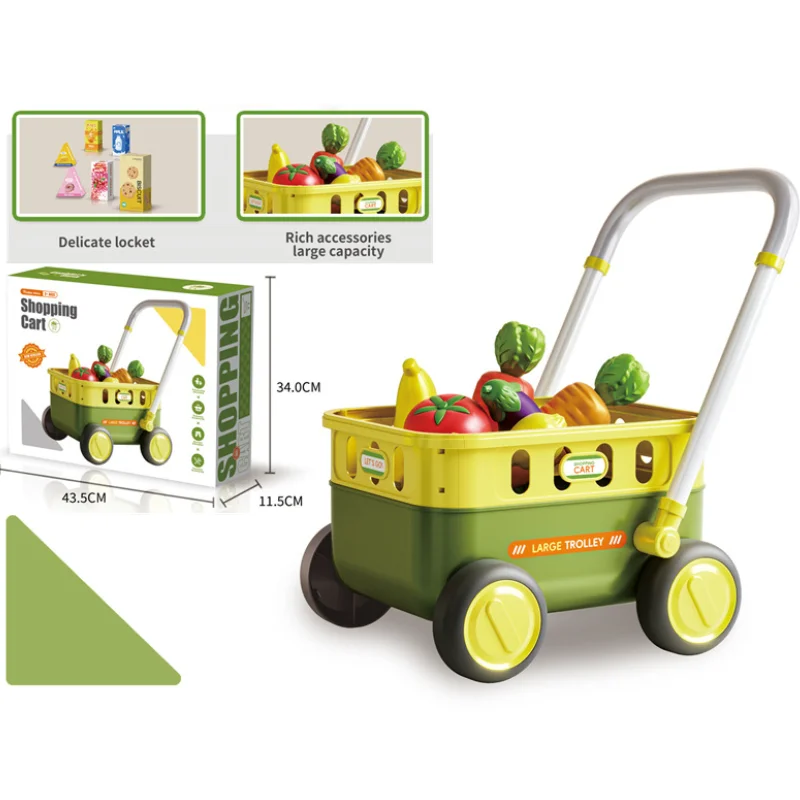 시뮬레이션 금전 등록기 슈퍼마켓 과일 쇼핑 야채 카트 놀이 집 세트 어린이 장난감 소녀 주방 어린이 날 선물