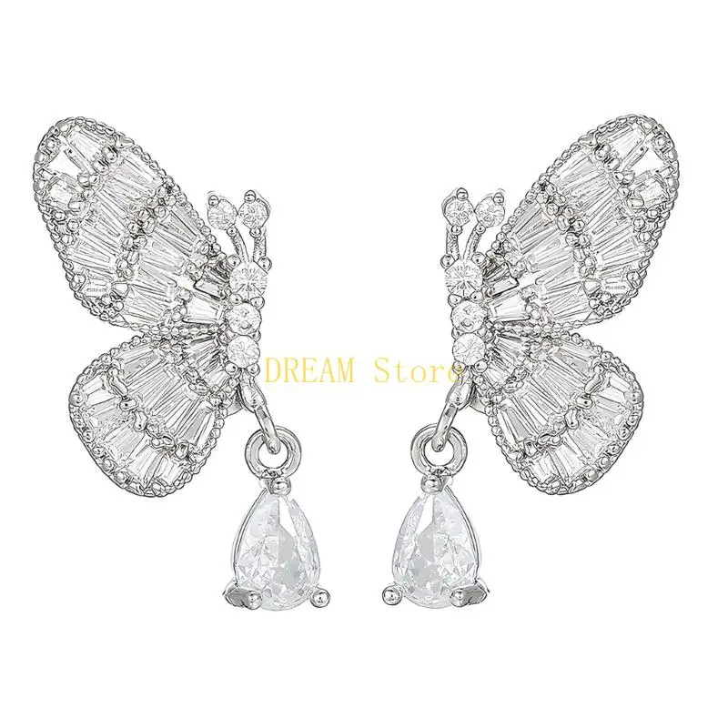 Silver Tone Earbud Charm Pair with Butterfly Party Accent Detail Best Sale