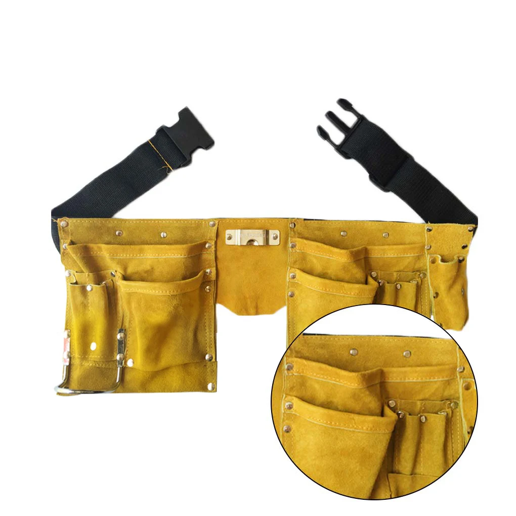 Leather Tool Belt High Efficiency Storage Pouches Carpenter Multiple Pockets Buckle Kits Wear-resistance Work Apron