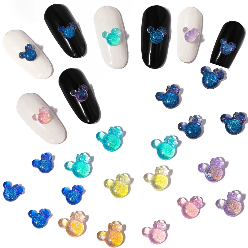 50pcs 3D Transparente Flor Amor Coração Encantos Nail Art Decoração Limpar Resina Nail Encantos Rhinestone Jóias para Manicure Acesso