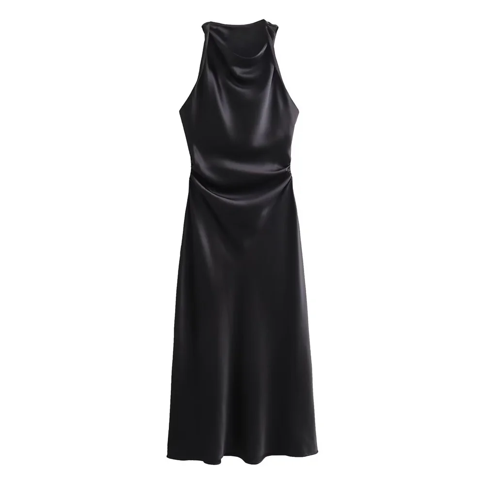 

2024 Women's Fashion New Silk Texture Midi Dress