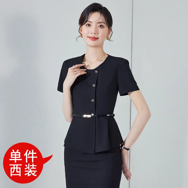 Summer New Professional Small Suit Coat Female Suit Jewelry Shop Gold Shop Overalls High-End Temperament Formal Wear