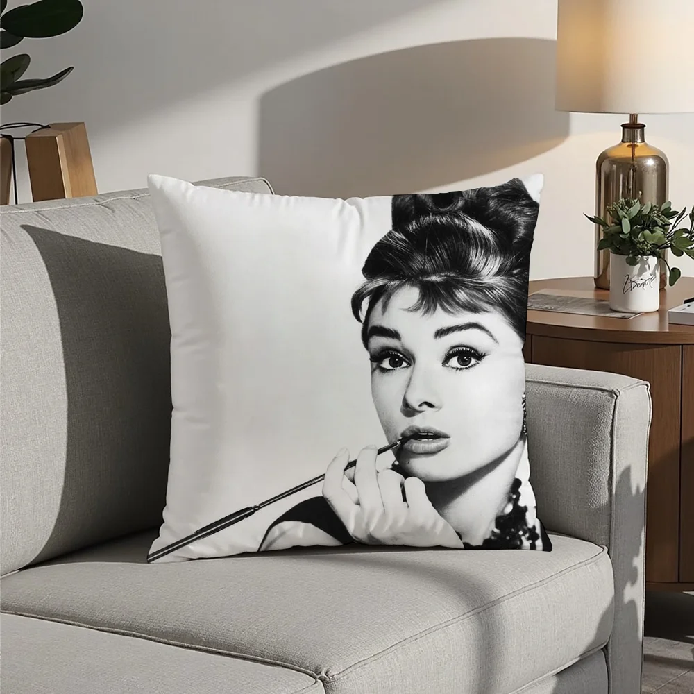 

Classic A-Audrey H-Hepburn Pillow Case Plush Fabric Soft Pillowcase Double Sided Print Cushion Cover Household Gifts