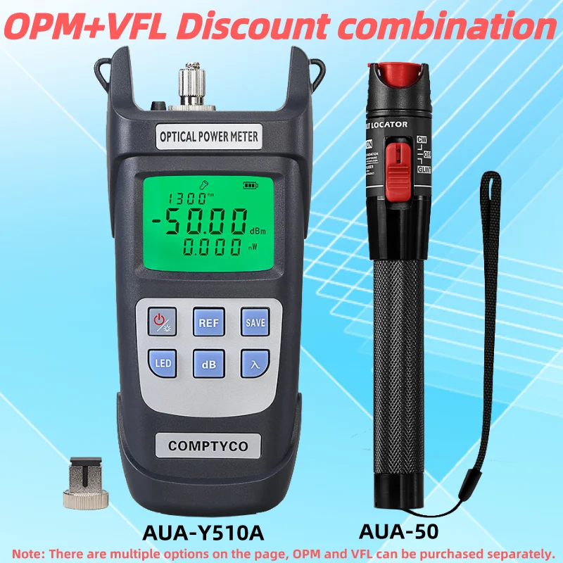 FTTH Fiber Tester Tool Kit (Optional) AUA-Y510A Optical Power Meter(OPM -50 ~+26dBm)&Visual Fault Locator(50/1/10/20/30mw VFL)