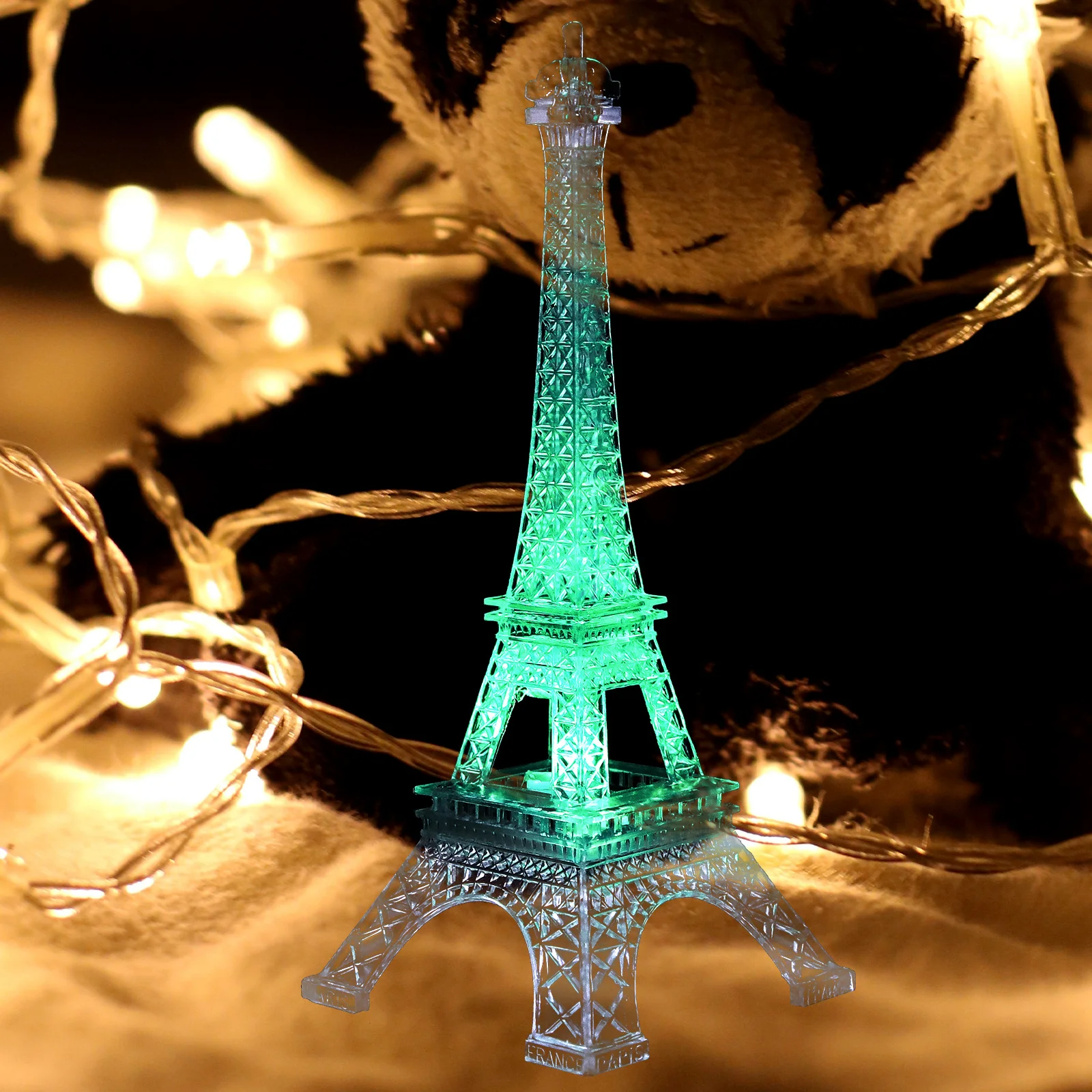 Acrylic Eiffel Tower Night Light 3LR44 Operated Mini LED Desk Lamp Colorful Valentine Party Home Decor