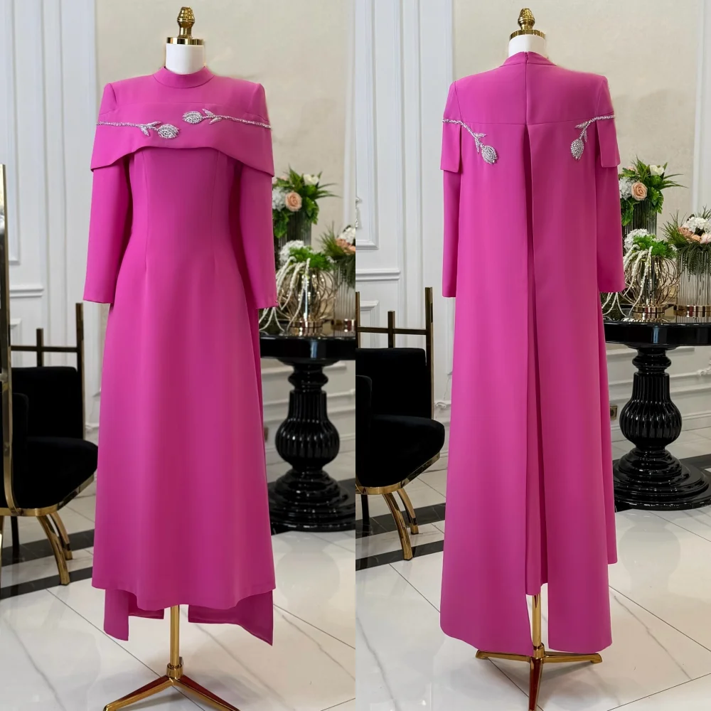 

Customized Jersey Glitter High Collar A-line Midi Dresses Bespoke Occasion Woman Elegant Party Wedding Women's Evening Classic