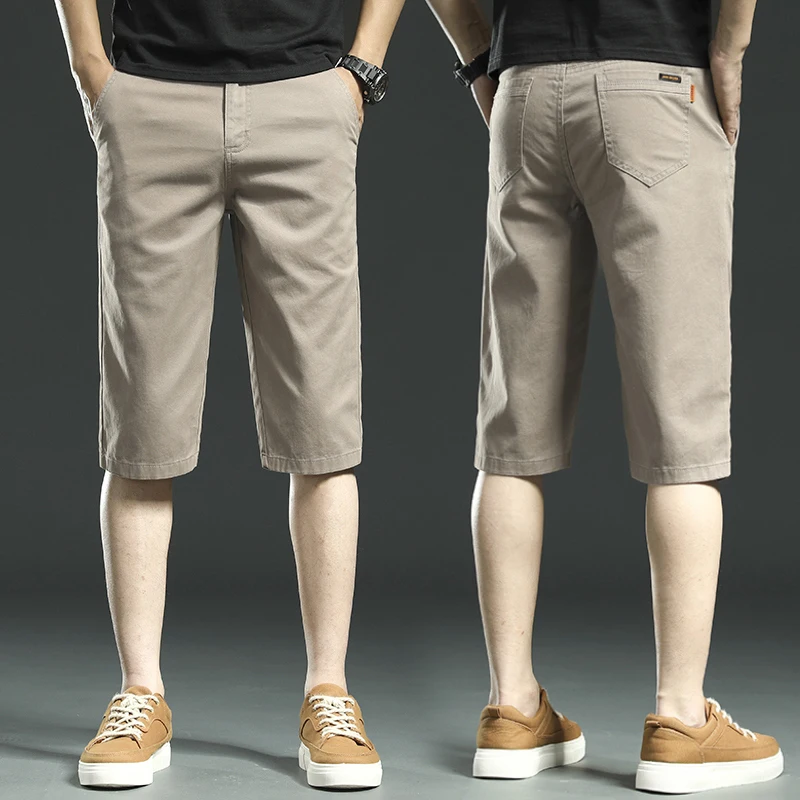 

Pure Cotton Seven-Foot Men's Summer Thin Breathable orts Casual Mid-Waist Elastic Home Wear Dad Pants Busin Casual Sle