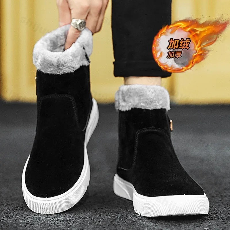 

Fashion Versatile Casual High Top Thick Soled Snow Boots for Men's 2025 Winter Warm Comfortable Plush Cotton Chunky Short Boots