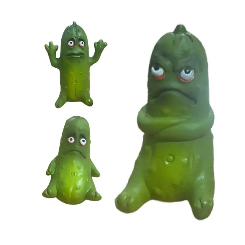 Pickle Jar Figurine Funny Glass Pickle Jar Funny Emotional Support Small Pickle In A Jar Stylish & Funny Cucumbers Ornament For