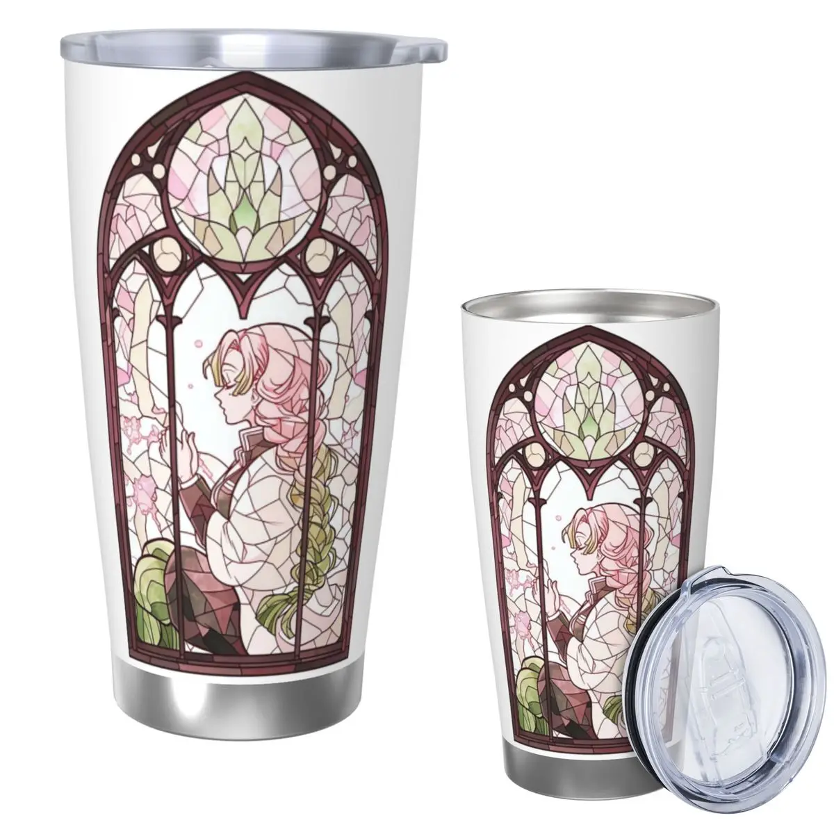 

Mitsuri Kanroji And Iguro Obanai Stainless Steel Tumbler Vacuum Insulated Mug Thermal Cold Cup Straw With Lid 20oz