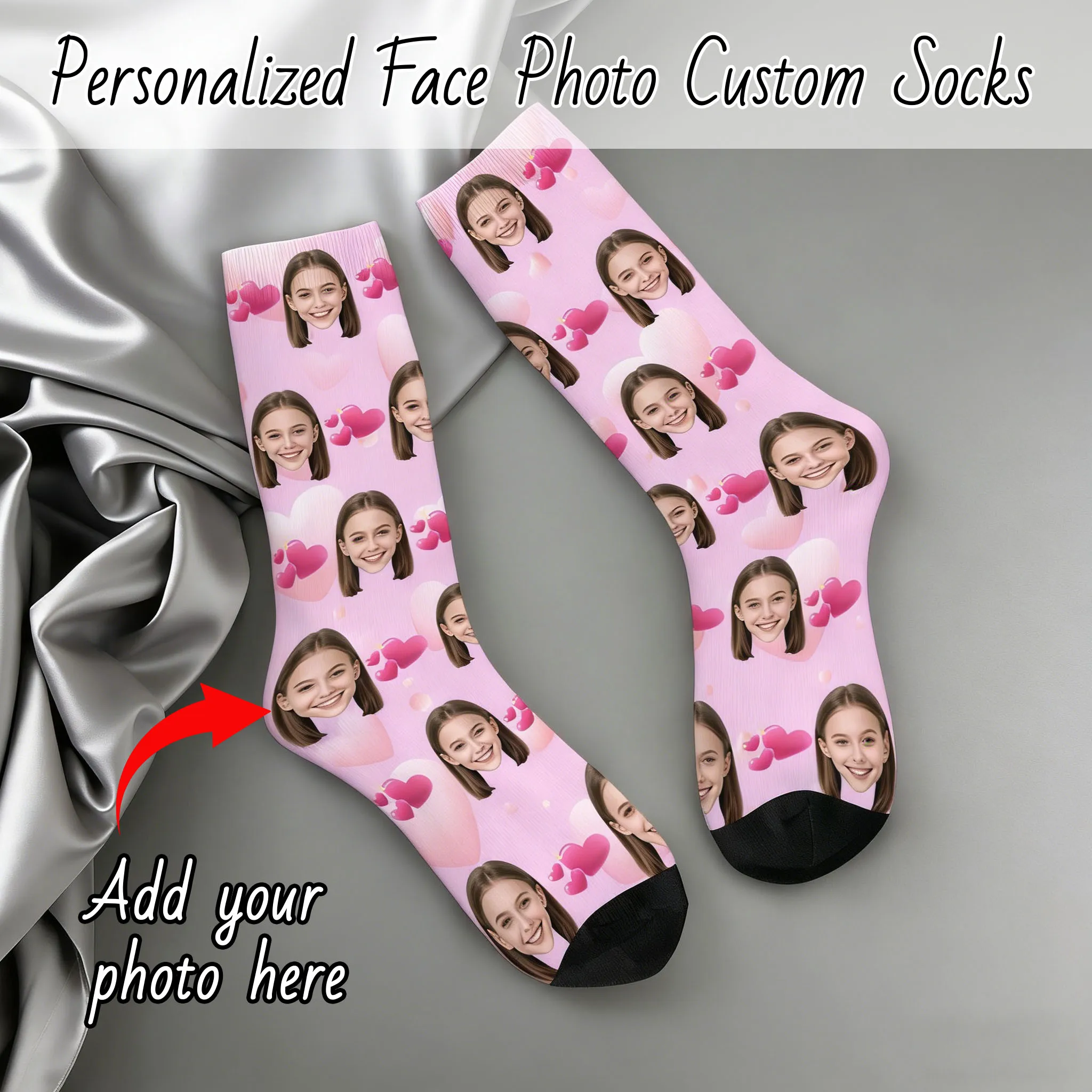 

LOVE Personalized Face Photo Custom Socks Custom Men Valentine's Day Gift For Husband Anniversary Gift for Dad