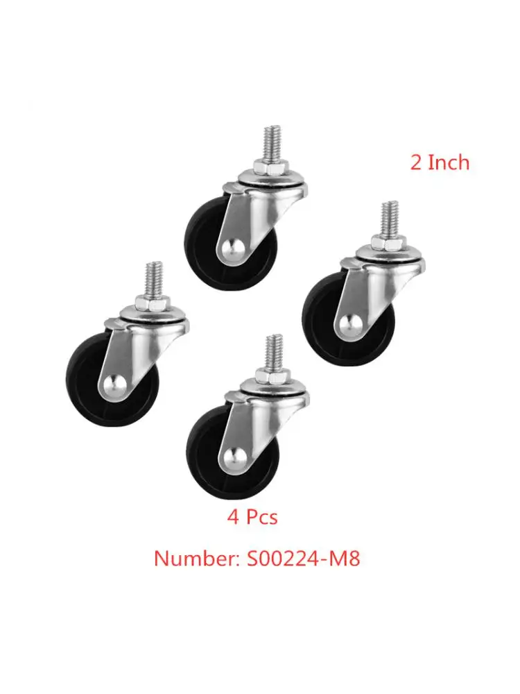 

(4 Packs) 2 Inch Caster Black PP Screw Universal Wheel M8 Screw Furniture, Diameter 50mm Split Cart