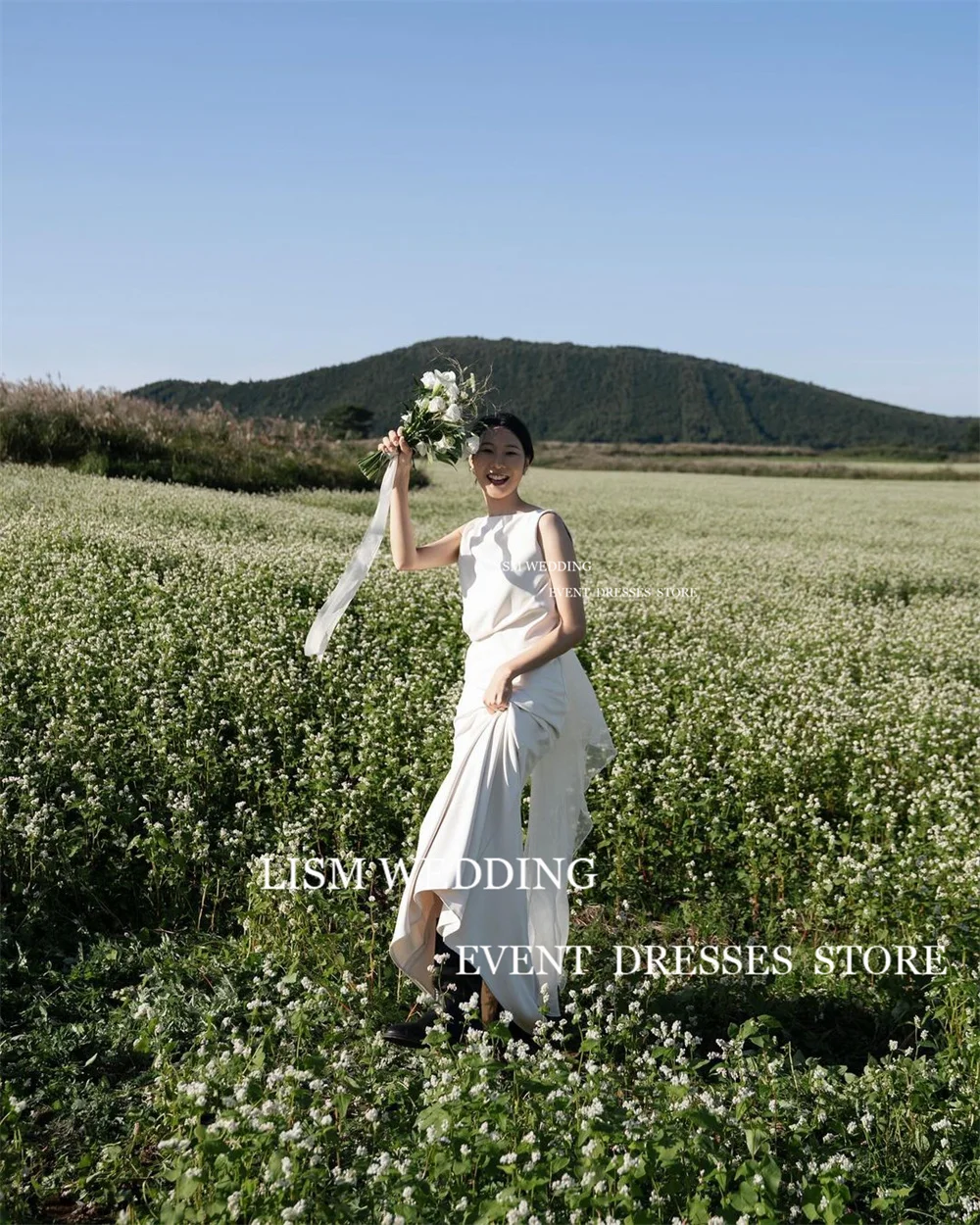 LISM Vintage corée robes De mariée pour femme col rond sans manches longueur De plancher robes De mariée robes De Novia personnalisé Photoshoot