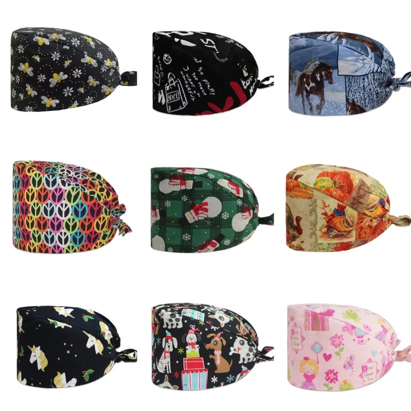 Gorro para cabeza de enfermería para médico, gorro quirúrgico para Hospital de mascotas, Unisex, para dentista, Scrub, Skullies sólidos, novedad de 2024