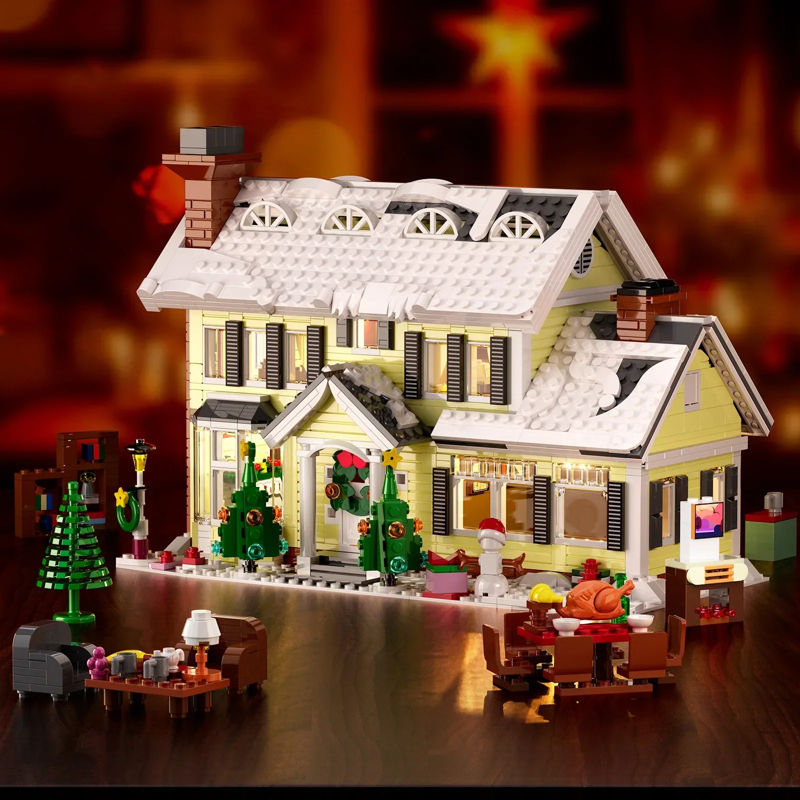 MOC Christmas Resort Snow House with Light Model Winter Christmas Snow Village Zestaw klocków DIY Puzzle dla dzieci Zabawki Prezent