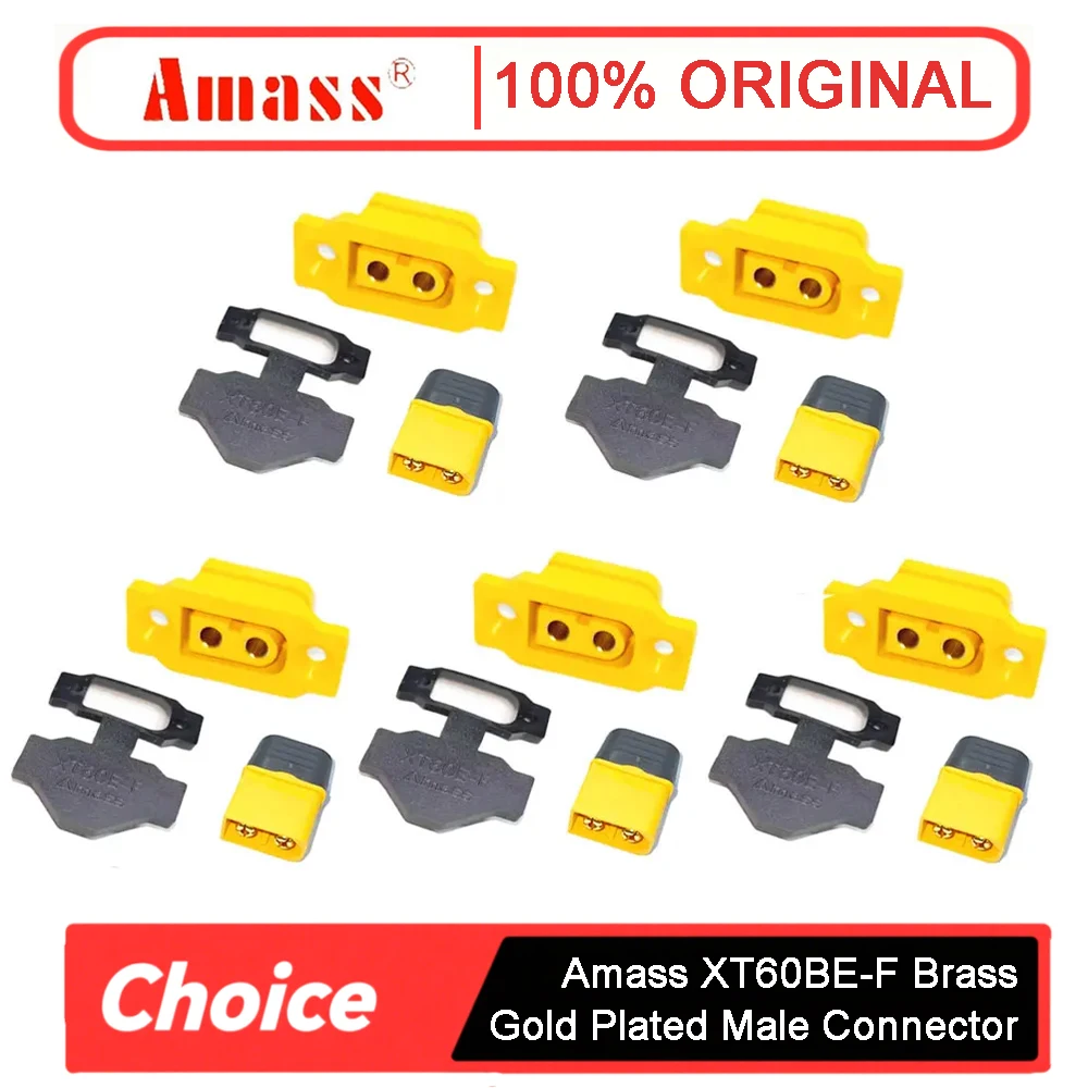 5PCS Amass XT60BE-F&XT60H Connector-Gold-Plated 30A High Current, Safe Male Female Plugs for RC Model Airplane Battery | DIY Use