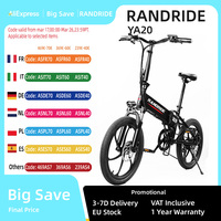 RANDRIDE YA20 Electric Bike 500W Motor 40km/h Max Speed 48V 12.8Ah Battery 50-60 Max Range 20*1.95'' CST Tires 100kg Load