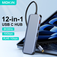 MOKiN 8K 12 in 1 USB C Hub Multiport Triple Display Docking Station,2HDMI,DP,USB 3.1,RJ45,Audio,PD 100W Adapter,For MacBook Pro