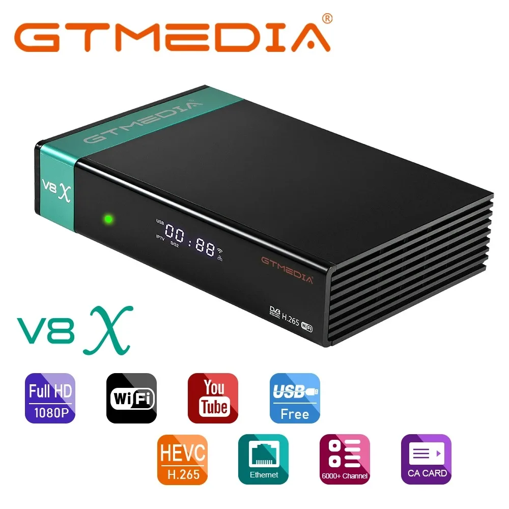 [Genuine] GTMedia V8X Satellite Receiver Bult-in WiFi With CA Card slot H.265 DVB-S2/S2X Update From V8 NOVA Receptor