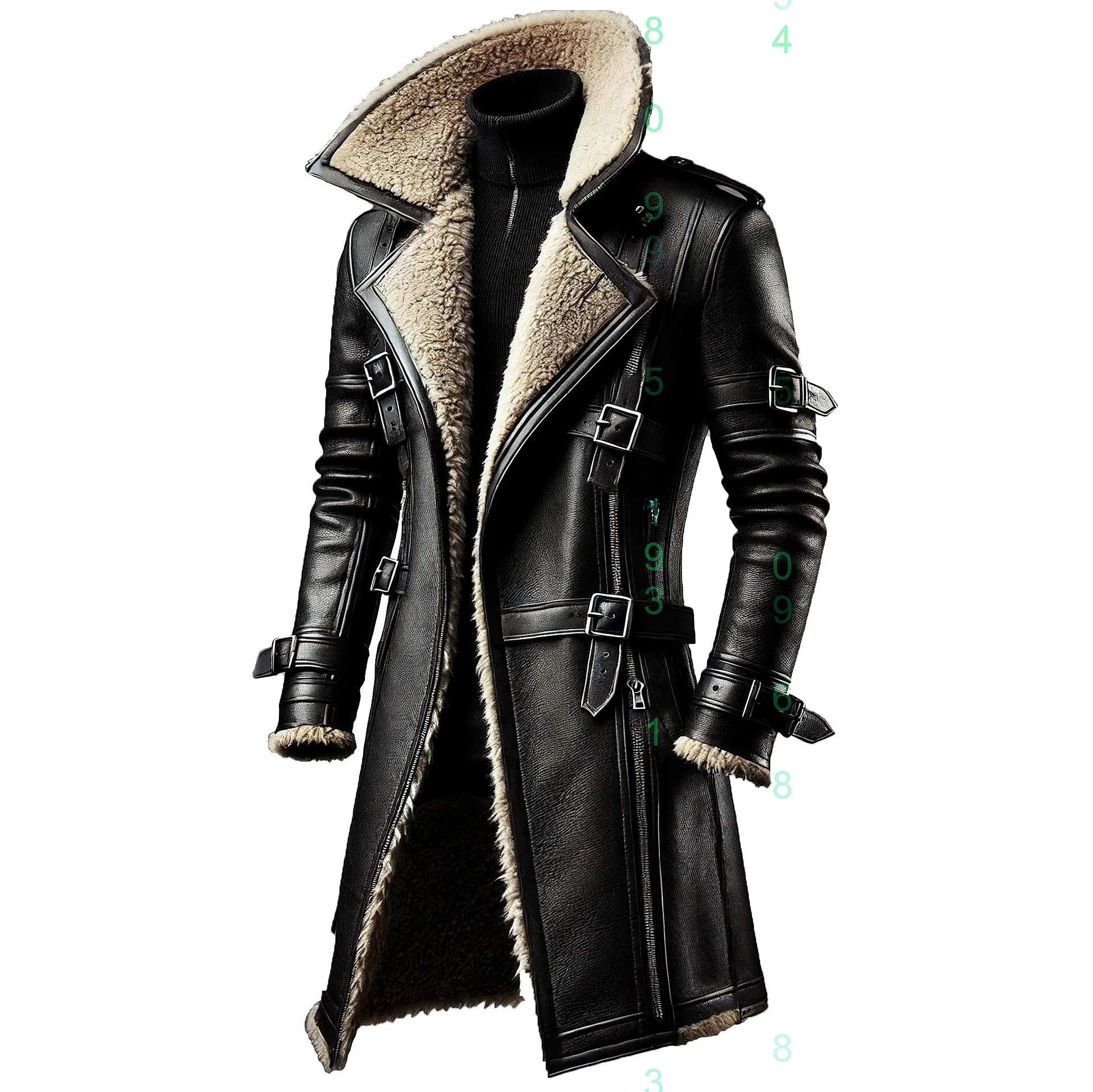 

Winter Men's Leather Coat Long Jacket Warm Fashion Overcoat Outerwear