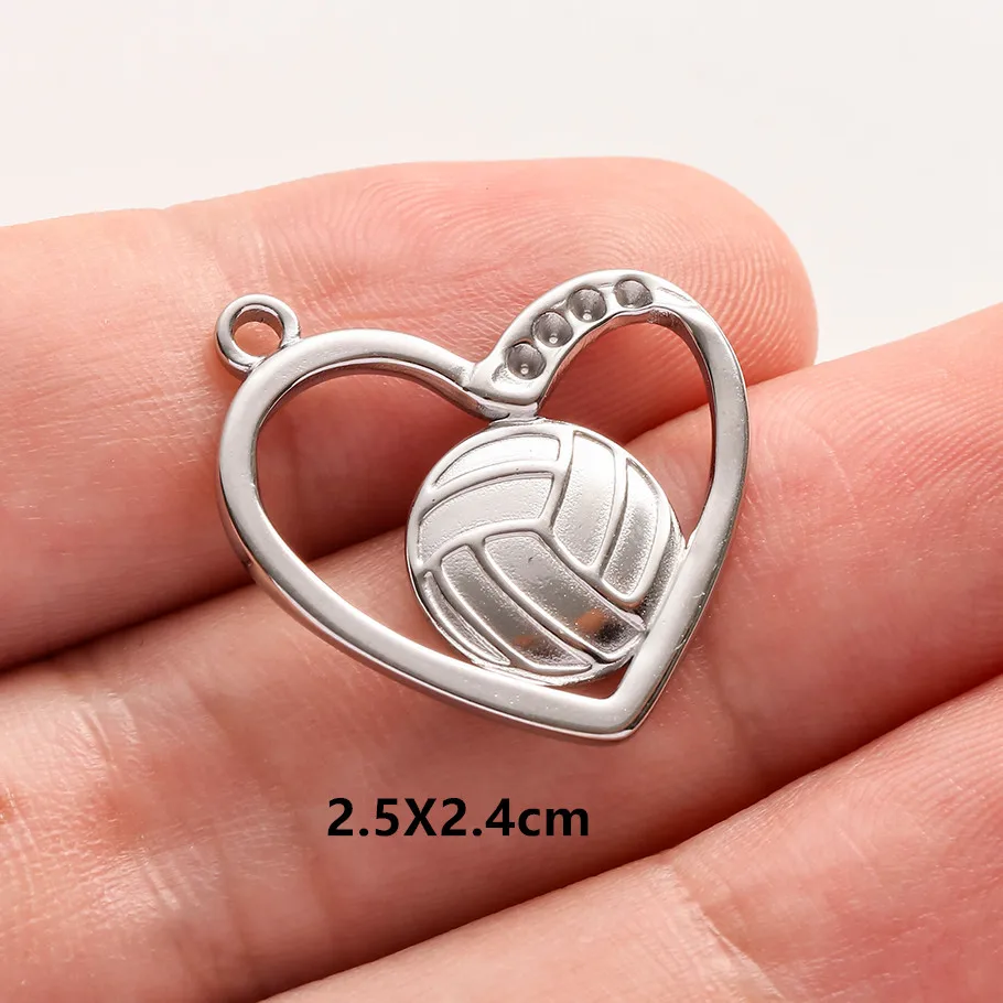 5 Stück/Set Sportanhänger aus Edelstahl: Golfschläger, Basketball, Fußball für Schmuckherstellung, Mode-Sport-DIY-Charms – Detail 15