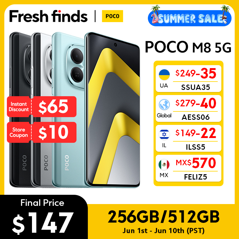  POCO M8 5G Smartphone Global Version Snapdragon® 6 Gen 3 6.77" 120Hz Display 50MP Camera 5520mAh 45W NFC