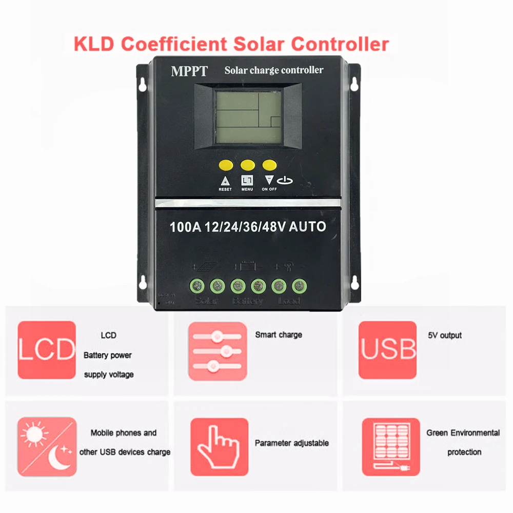 Ecgsolax 100A 40A 60A 80A MPPT Solar-Laderegler 12V 24V 36V 48V Dual-USB Solarpanel-Laderegler – Detail 3