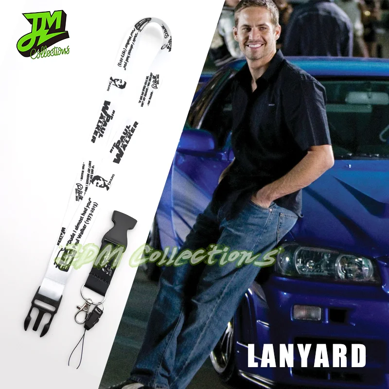 Car Lanyard Neck Strap Key Cell Phone Work ID Card Hang Ropes JDM Style Creative For Paul Walker Fans Auto Keychain Accessories