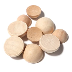 10-50pcs/Lot Half Wood Balls Bead Unfinished Natural Split Wood Beads Flatback Cabochon For Jewelry Making DIY Accessories