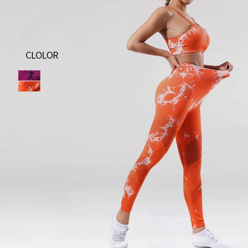 

tie dye yoga suit seamless crop top bra pants leggings sets fitness 2 piece sets womens outfits gym tracksuit workout sport set