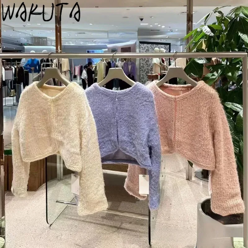 

Wakuta Sweet O Neck Long Sleeve Solid Jumper Loose Soft Temperament Fresh Pull Femme Japan Knit Fashion Casual Woman Sweaters