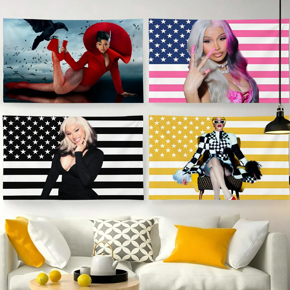 Rapper C-Cardi B-B flag For Garden Party Living Room Home Wall Decor Banner Bedroom Outdoor Tapestry