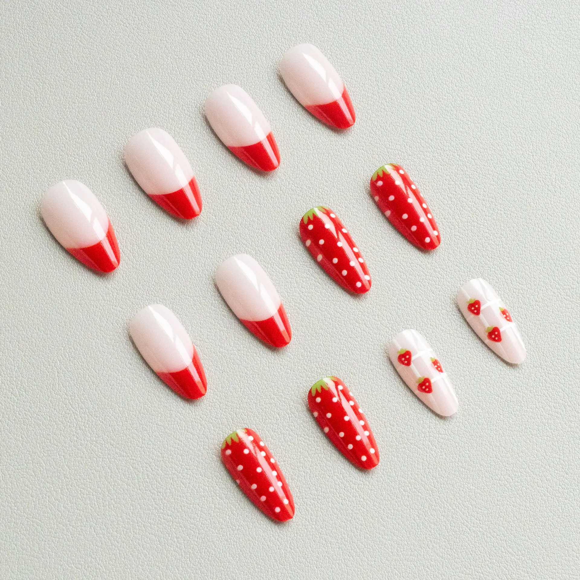 Spring Sweetheart Pink Strawberry Nail Art Kit 24 Pieces Per Box For DIY Manicure