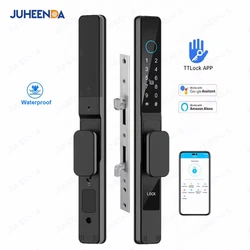 Waterproof Sliding Door Smart Lock TTLock App Alexa Fingerprint Digital Code RFID Card Anti-Lock Aluminum Glass Electronic Lock