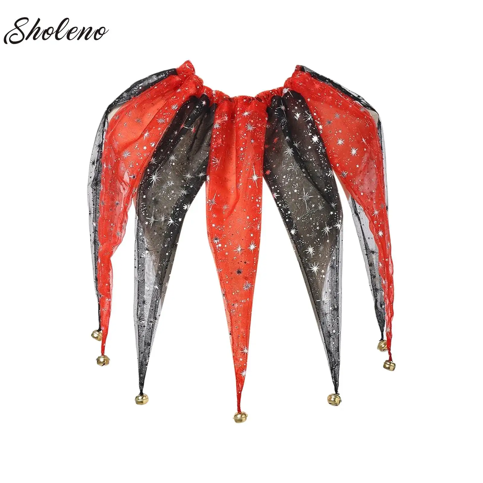 

Marsquerade Clown Magican Stage Performance Collar Clown Fashion Fake Collar Pointed Jingle Bell Collar Neck Piece