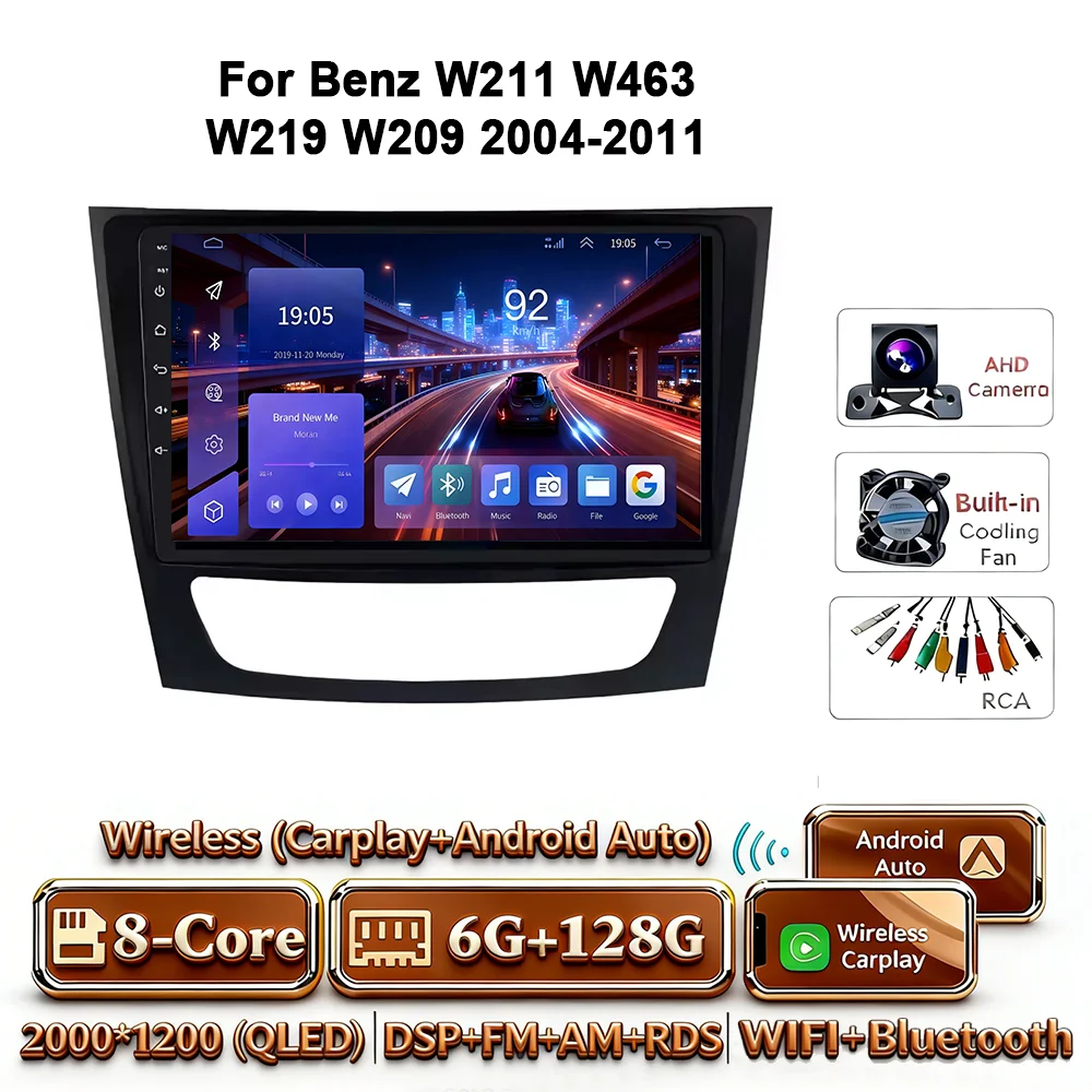 Android 17 autoradio 4G WIFI Carplay voor Mercedes Benz W211 E300 2002-2010 2din DVD GPS Multimedia Bluetooth touchscreen navigatie