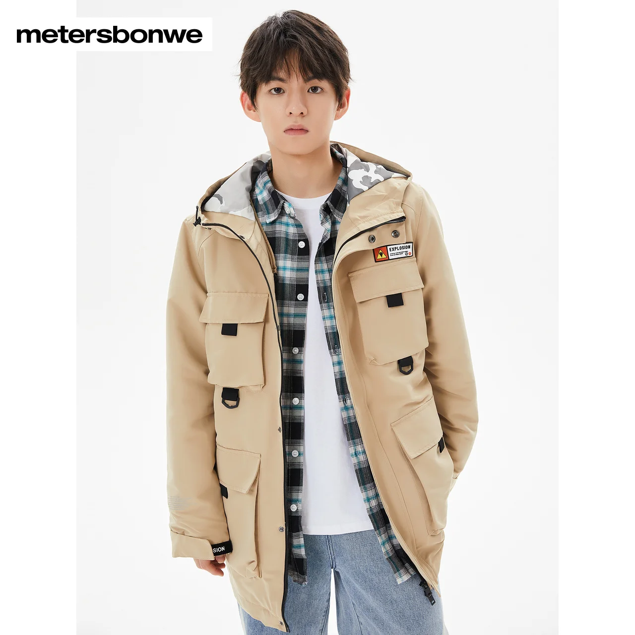 Metersbonwe Cotton Jacket Men Spring Work Clothes With Detachable Hood Cotton Jacket Brand