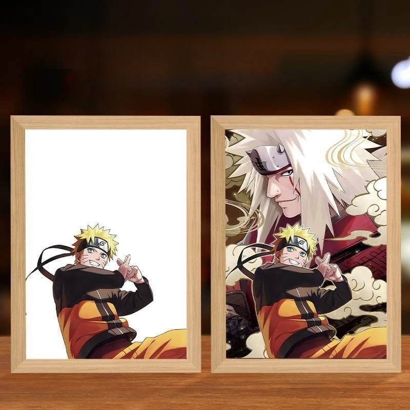 NARUTO-ナルト-アクションフィギュアライトペインティング,フォトフレーム,サスケ,アニメライトボックス,部屋の装飾,アニメポスター,LEDドローイングランプ