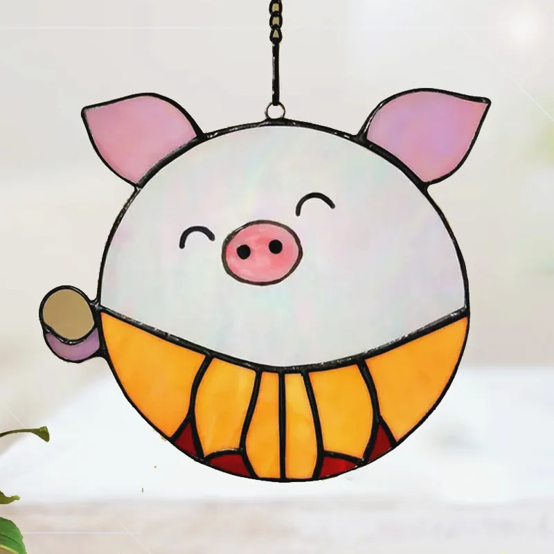 Piggy Decoration New Stained Glass Catcher Window Hanging Handmade Glass Products Pendant