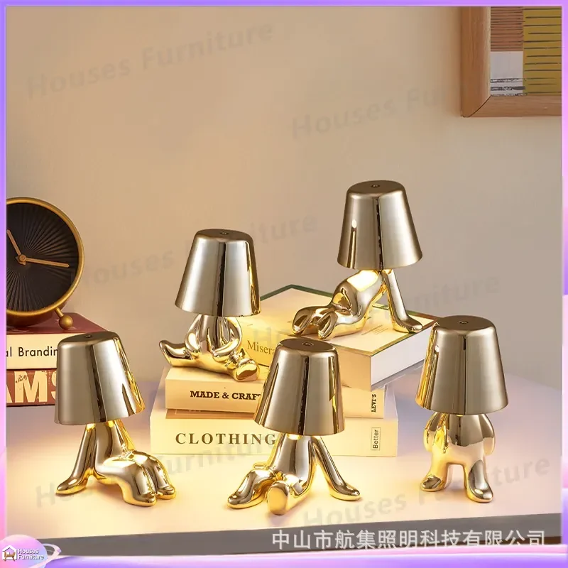 Nordic Light Luxury Rechargeable Desk Lamp Modern Art Sculpture Table Lamp Personalized Bedside Night Light Home Decor Gift