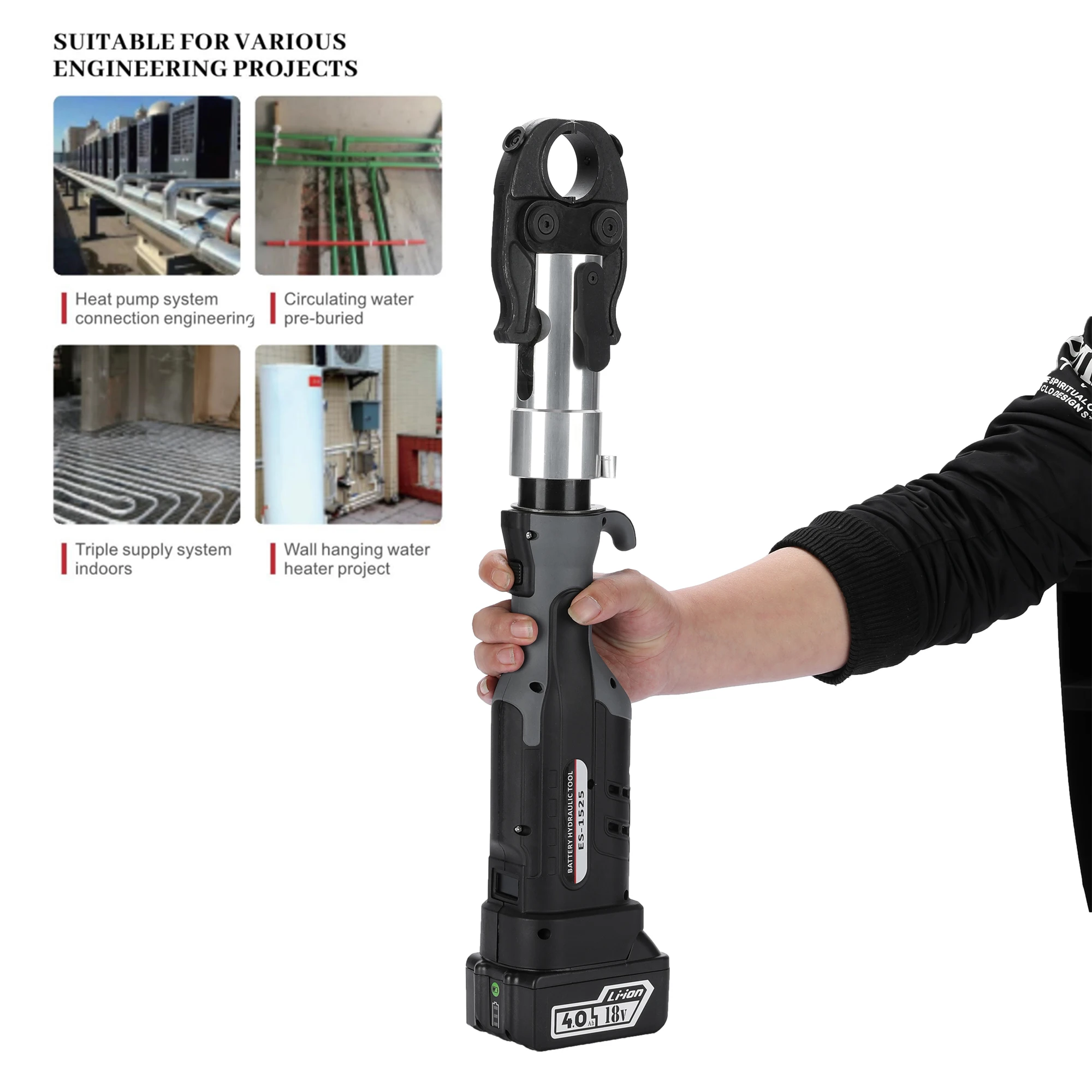 ES-1550 Tekan PEX Tang Tekan Pipa Baja Tahan Karat Alat Crimping Hidrolik untuk Rahang U TH V DN